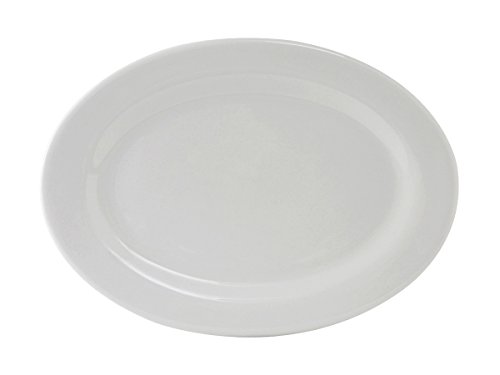 Tuxton ALH-116 Vitrified China Alaska Oval Platter, Wide Rim, Rolled Edge, 11-3/4