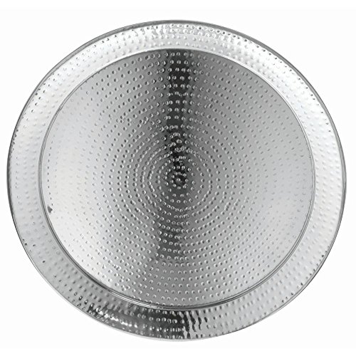 HUBERT Metal Serving Tray with Hammered Finish Round Stainless Steel - 22