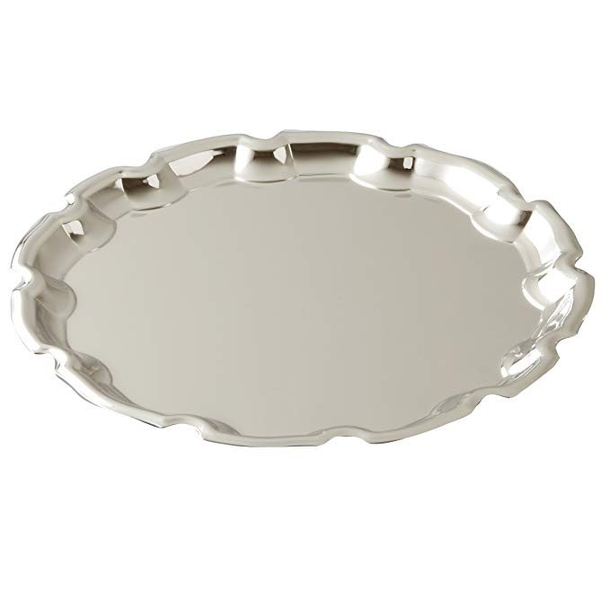 Elegance Silver Round Chippendale Tray 12