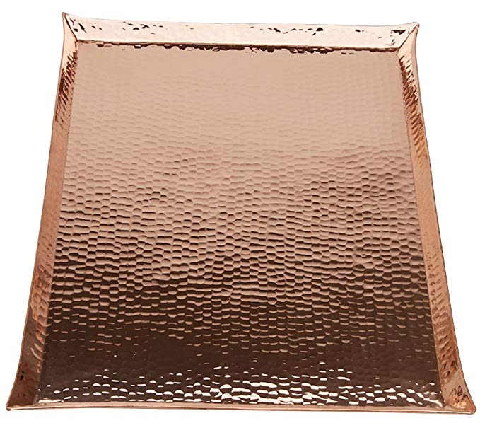 Copperbull HEAVIEST THICKEST Hammered Copper Premium Tray,17