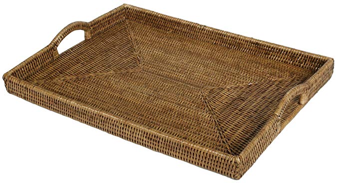 Entertaining with Caspari Rattan Rectangular Tray