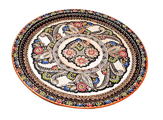 Palace Tray - Ottoman Style Handmade Handpainted Decorative Copper Round Guest Serving Tray