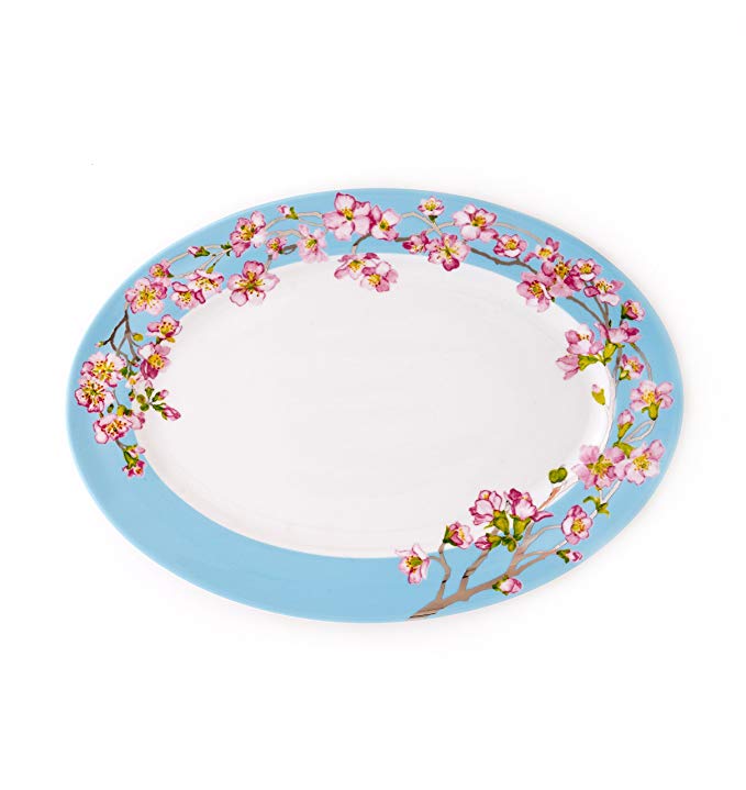 CRU by Darbie Angell Madison's April in NY Oval Platter, Sea Blue/Pink/Platinum/White