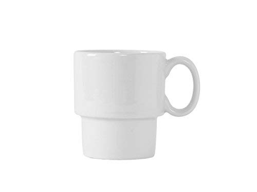 Tuxton BPM-1003 Vitrified China Stackable Mug, 10 oz, Porcelain White (Pack of 24),