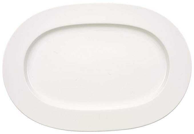 Anmut Oval Serving Platter by Villeroy & Boch - Premium Bone Porcelain - Made in Germany - Dishwasher and Microwave Safe - 16 Inches