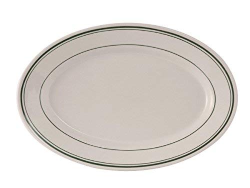 Tuxton TGB-043 Vitrified China Green Bay Oval Platter, Rounded Edge, 14-1/8