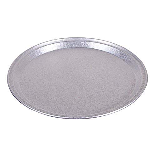 Pactiv 451212A CaterWare Deluxe Embossed Flat Trays, 1 Compartment, 12'' Diameter, Aluminum (Pack of 50)