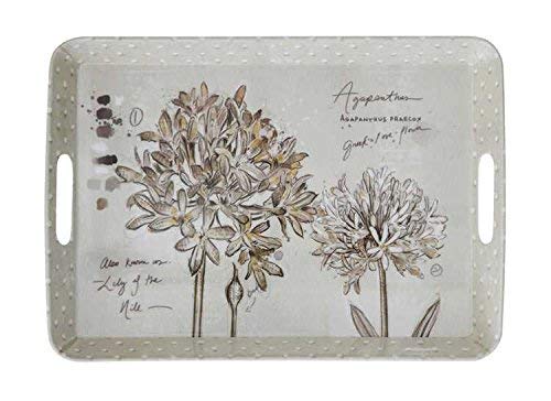 Natural & White Flowers Melamine Tray - Set Of 3