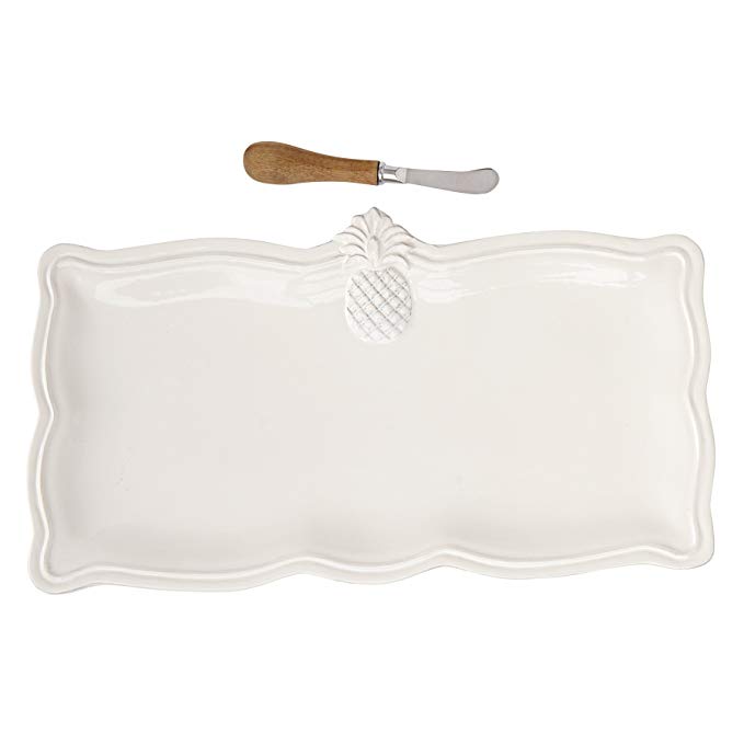 Mud Pie Pineapple Hostess Serving Tray Set, White