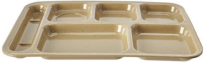 Thunder Group Left Hand 6-Compartment Tray, 14-1/2 by 10-Inch, Sand, Set of 12