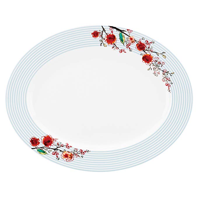 Lenox 33355 Chirp Stripe Oval Platter, White