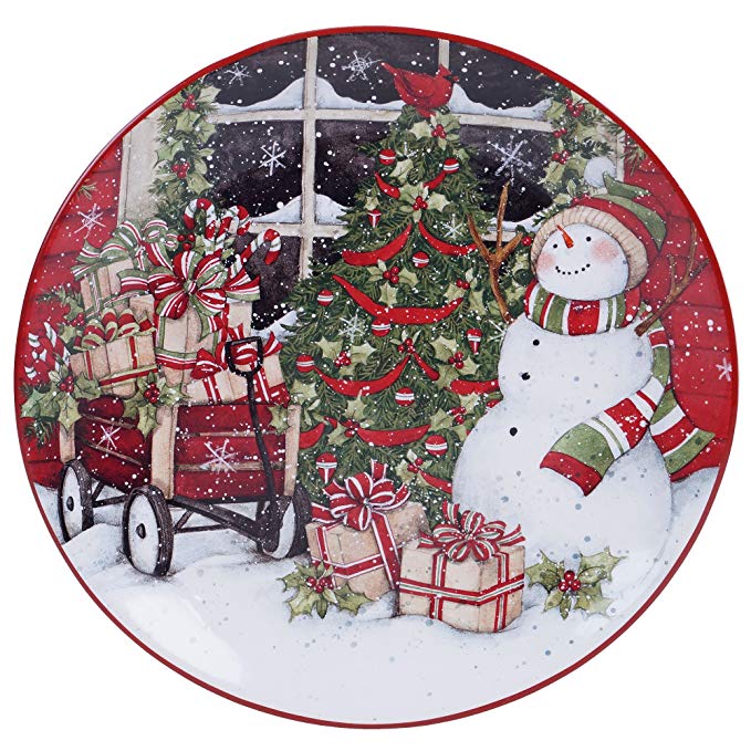 Certified International Snowman's Sleigh Round Platter, 13