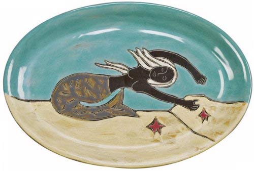 Mara Ceramic Stoneware 16 Inch Mermaids Large Oval Serving Platter