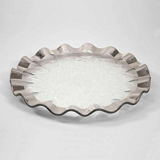 Annieglass 13 Inch Buffet Plate - Ruffle Series (Platinum)