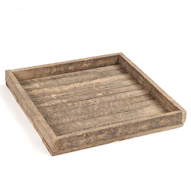 Homestead Rustic Lodge Reclaimed Wood Square Tray