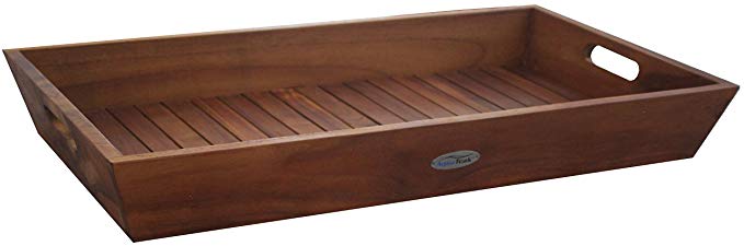 AquaTeak The Original Large Solid Teak Amenities Serving Tray