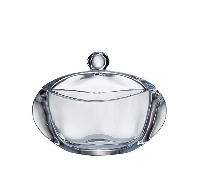 Barski - European Quality Glass - Lead Free - Crystalline - Oval - Covered - Candy Dish - Jewelry Box - 7 