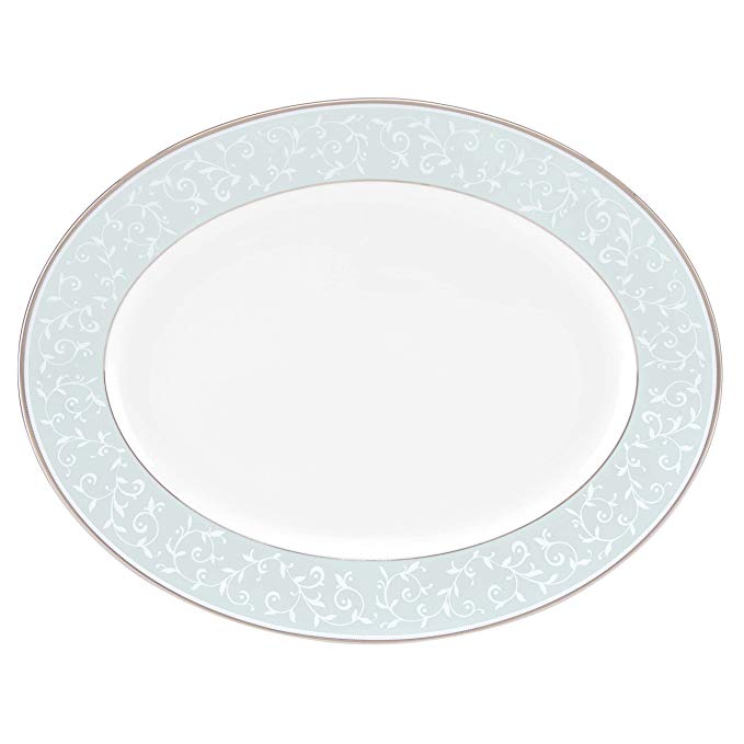 Lenox Opal Innocence Blue Oval Platter, White