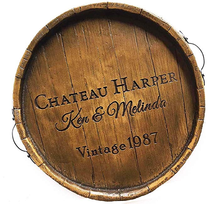 Wine Barrel Serving Tray Personalized