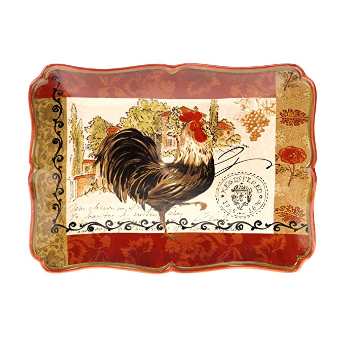 Certified International Tuscan Rooster Rectangular Platter, 16 by 12-Inch