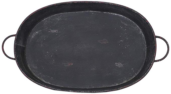 Creative Co-op DA3011 Distressed Black Tray with Handles