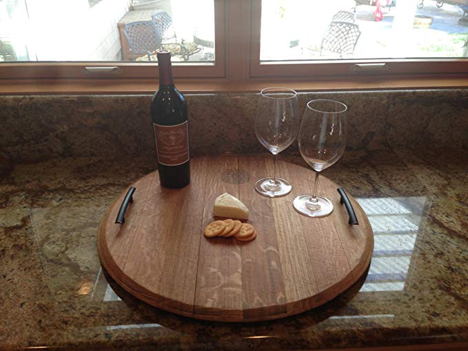 Wine Barrel Top Serving Tray