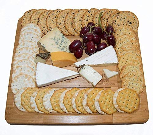 EcoBamboo by Noble - Premium 100% Natural Bamboo Cheese Board Set With Slide Out Cutlery Accessories Drawer Perfect For Presenting & Serving Cheese & Wine Platters