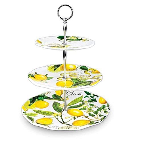 Michel Design Works 3-Tier Adjustable Melamine Buffet or Dessert Stand, Lemon Basil