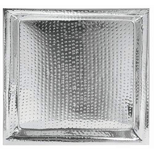 HUBERT Metal Serving Tray With Hammered Finish Square Stainless Steel Serving - 22