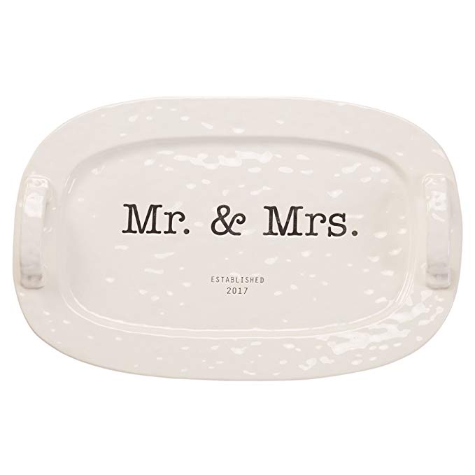 Mud Pie 4071128 Mr. and Mrs. Platter 2017, White