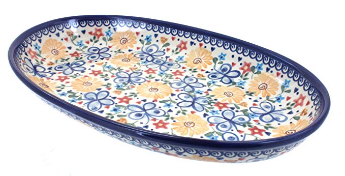 Polish Pottery Butterfly Oval Platter