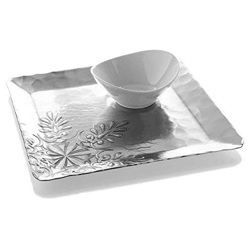 Wendell August Snowflake Chip and Dip Set, Silver